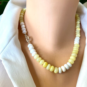 Shaded Yellow Opal Candy Necklace, 18"inches, Sterling Silver Marine Clasp