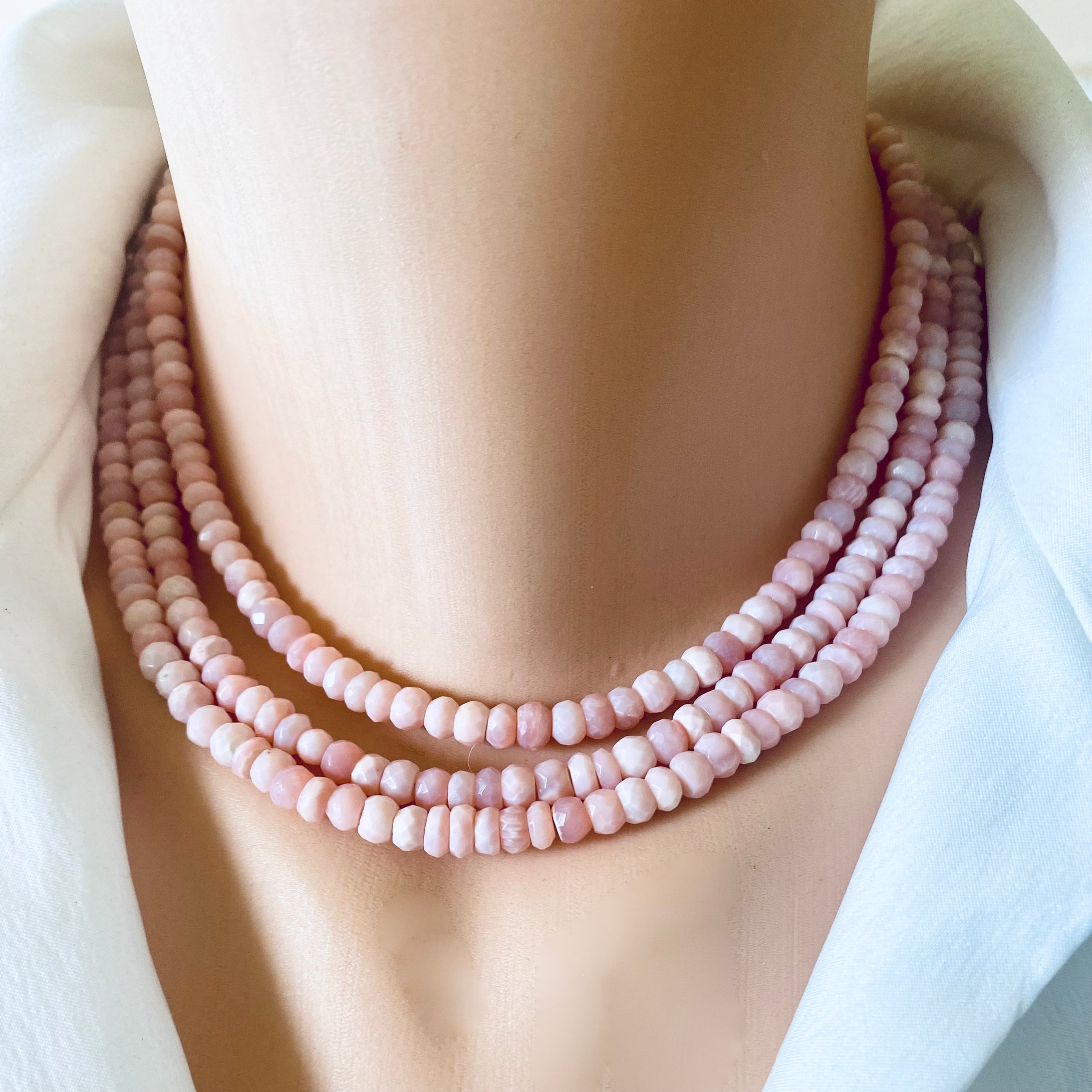 Pink Opal Short Necklace, Gold