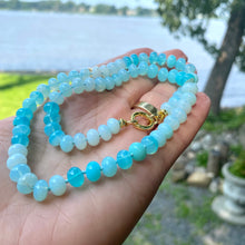 Load image into Gallery viewer, Sky Blue Opal Candy Necklace, 18&quot;inches, Gold Vermeil Plated Sterling Silver Push Lock Closure
