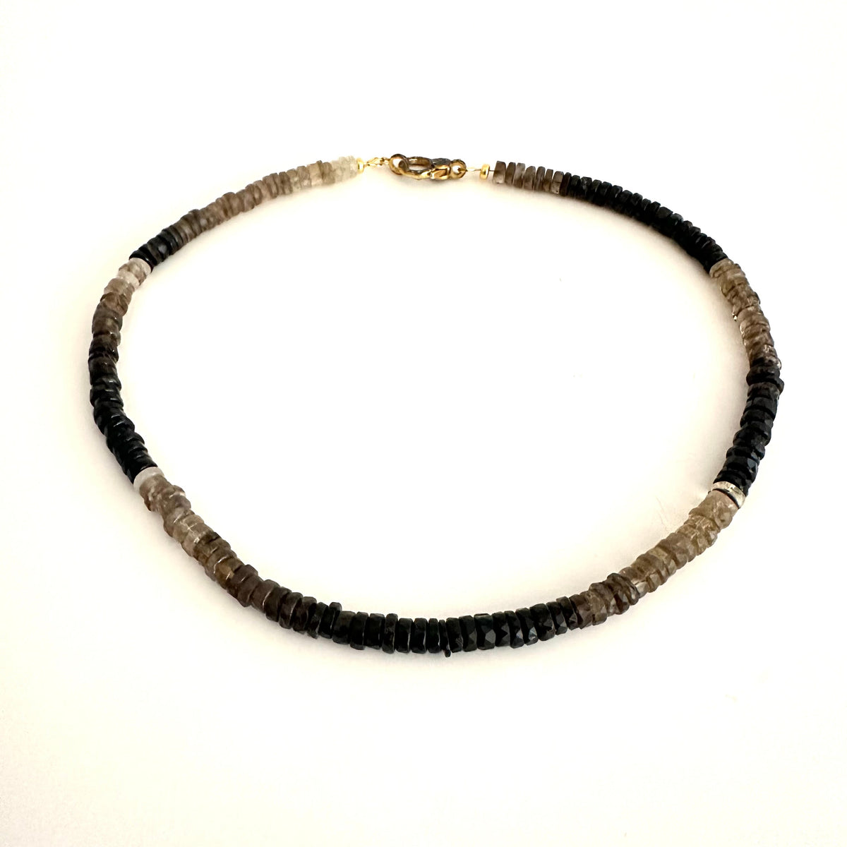 close up faceted smoky quartz necklace 