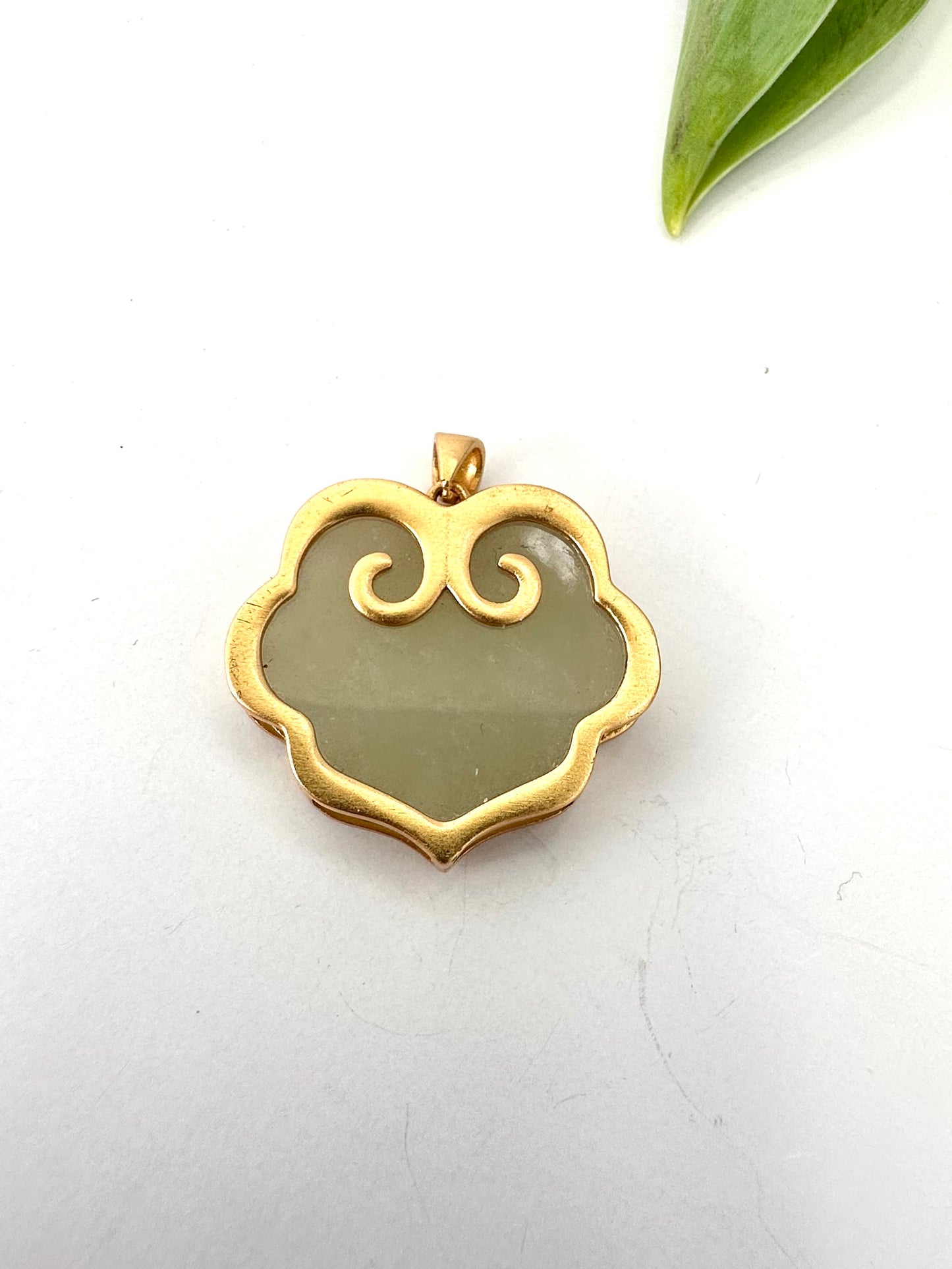 Hotan Jade Pendant in Gold Vermeil – Natural Nephrite Jade Statement Charm