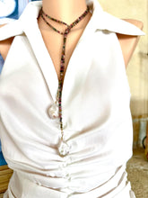 Load image into Gallery viewer, Multi Tourmaline &amp; two Large Baroque Pearls Lariat Necklace
