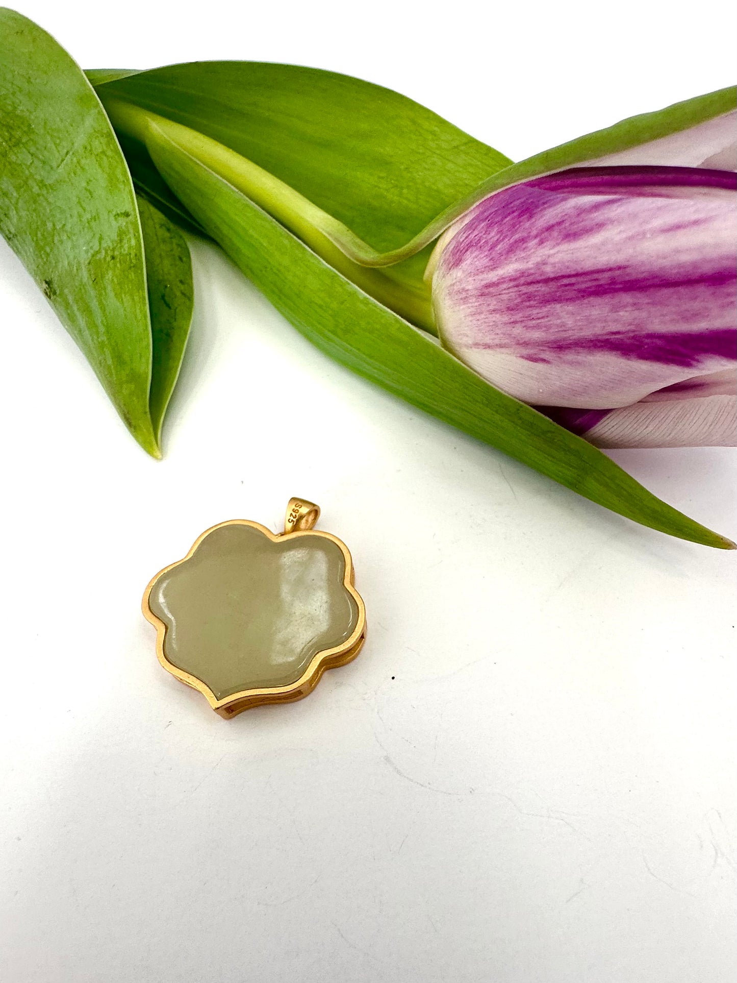 Hotan Jade Pendant in Gold Vermeil – Natural Nephrite Jade Statement Charm