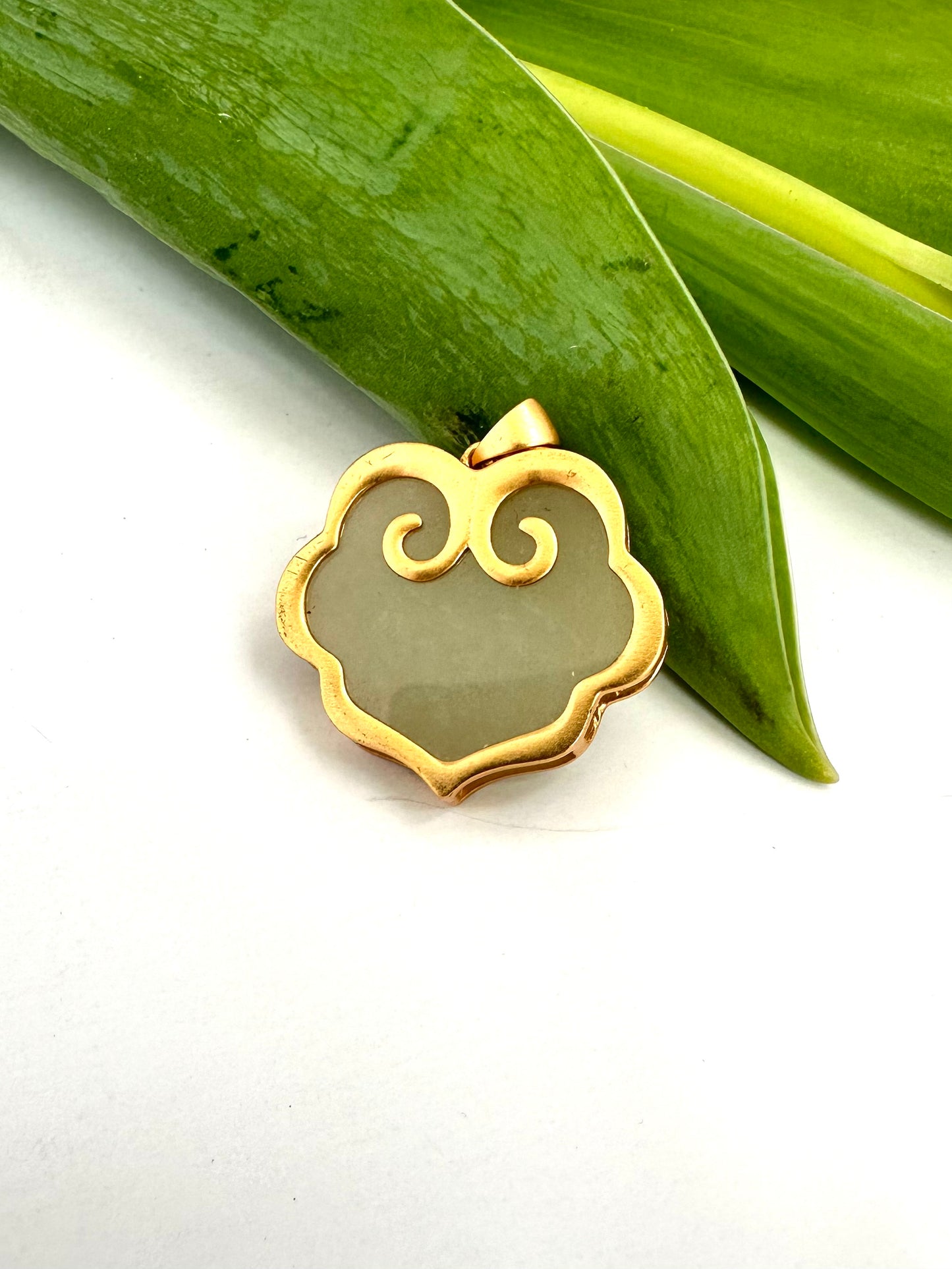 Hotan Jade Pendant in Gold Vermeil – Natural Nephrite Jade Statement Charm