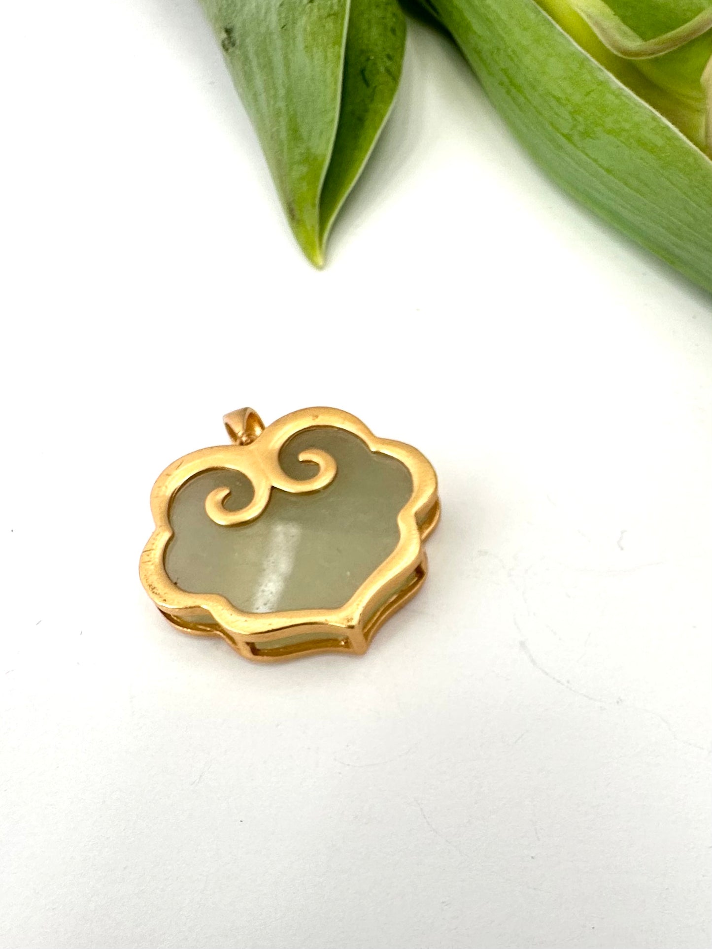 Hotan Jade Pendant in Gold Vermeil – Natural Nephrite Jade Statement Charm