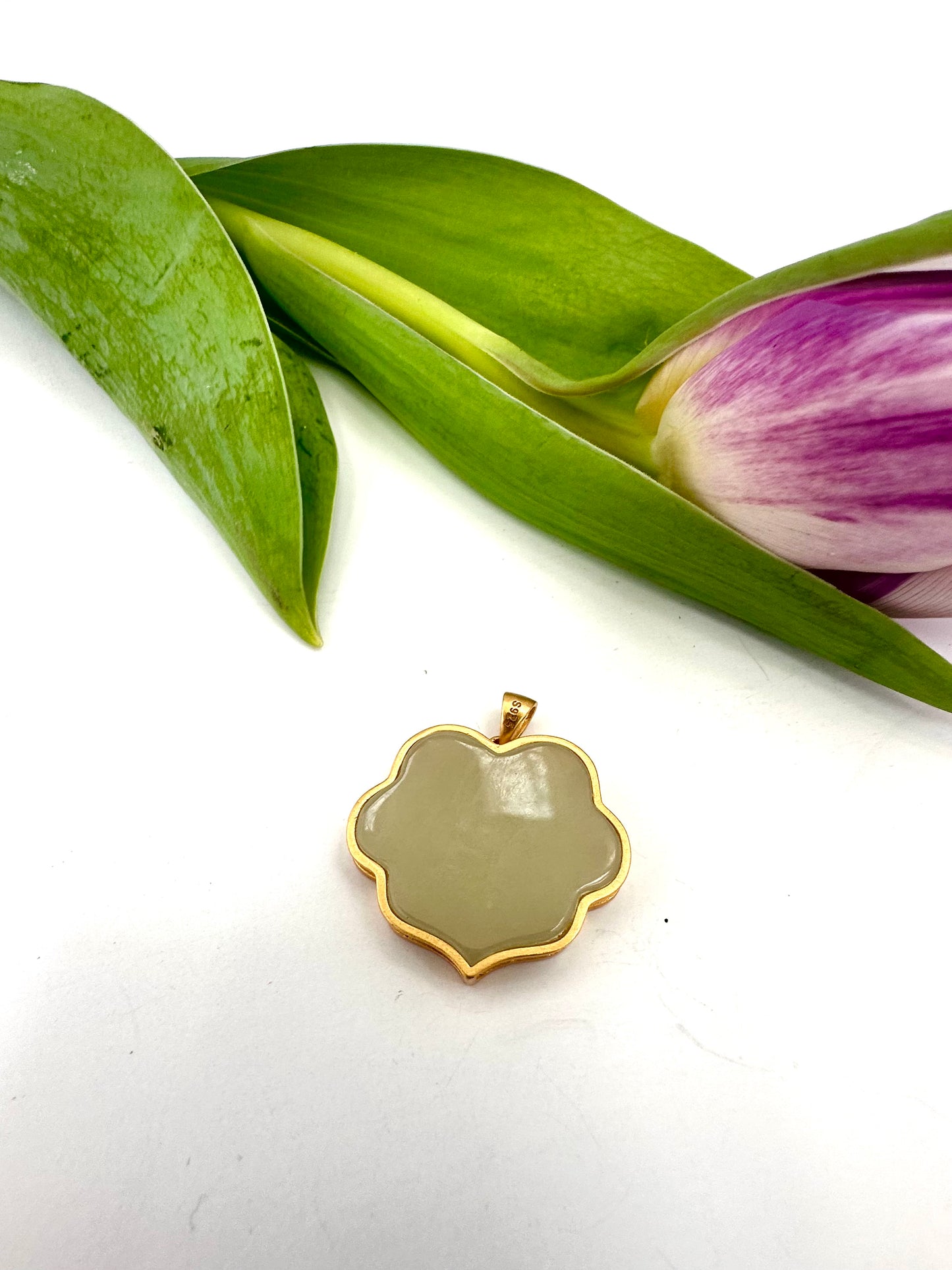 Hotan Jade Pendant in Gold Vermeil – Natural Nephrite Jade Statement Charm