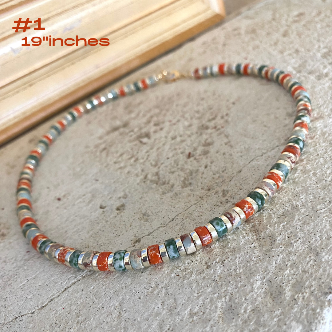 Multi Color Gemstones Choker Necklaces with Gold Coated Hematite