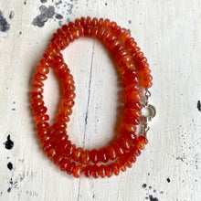 Load image into Gallery viewer, Hand Knotted Carnelian Candy Necklace, Sterling Silver Marine Closure, 18.5&quot;in
