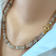 Load image into Gallery viewer, Mixed Moonstone Candy Necklace, 20&quot;in, Gold Vermeil, June Birthstone
