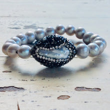Load image into Gallery viewer, Silver pearl Stretch Bracelet,Stackable Bracelet,Boho Chic Bracelet, Freshwater Pearl Bracelet
