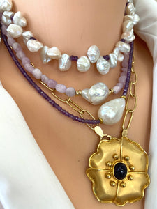 Amethyst & Keshi Pearl Choker Necklace
