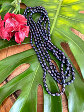 Load image into Gallery viewer, Very Long Peacock Dark Blue Pearl Rope Necklace, 74&quot;in
