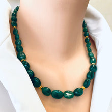 Load image into Gallery viewer, Emerald Smooth Oval Beads Necklace, Vermeil, 19.5&quot;in, May Birthstone
