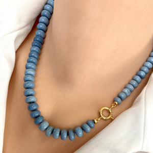 Graduated Oregon Blue Opal Candy Necklace, 18 or 19"in, Gold Vermeil Plated Silver