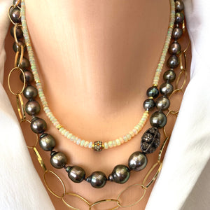 Tahitian Baroque Pearls Champagne Diamond Necklace
