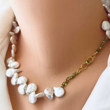 Load image into Gallery viewer, Keshi Pearls with Garnet, Citrine or Peridot Gold Vermeil Clasp &amp; Beads, 18&quot;in
