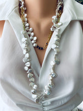 Cargar imagen en el visor de la galería, Keshi Pearls with Garnet, Citrine or Peridot Gold Vermeil Clasp &amp; Beads, 18&quot;in
