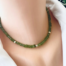 Load image into Gallery viewer, Peridot Choker Necklace, Gold Vermeil Details, 15.25&quot;or 15.80&quot;inches, August Birthstone
