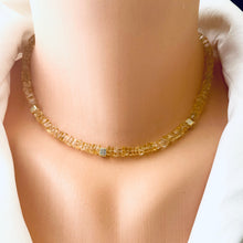 Cargar imagen en el visor de la galería, Citrine Choker Necklace with Gold Vermeil Details, 15.5&quot;inches, November Birthstone
