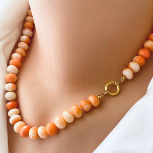 Orange Shaded Opal Candy Necklace, Gold Vermeil, 19"in