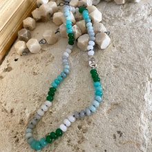 Lade das Bild in den Galerie-Viewer, Hand Knotted Amazonite, Jade Candy Necklace, Silver Interlocking Clasp, 19&quot;inches
