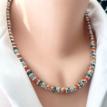 Cargar imagen en el visor de la galería, Multi Color Gemstones Choker Necklaces with Gold Coated Hematite Tire Beads,16&quot;in
