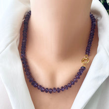 Load image into Gallery viewer, Hand Knotted Brazil Amethyst Candy Necklace, Gold Vermeil, 20”in, February Birthstone
