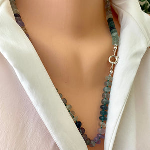 Multi Fluorite Candy Necklace, Gold Vermeil Plated Push Lock or Marine Clasp, 21.5" or 23.5”inches