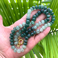 Lade das Bild in den Galerie-Viewer, Hand Knotted Ombre Green Strawberry Quartz Candy Necklace, Gold Vermeil Plated Marine Clasp, 19&quot;or23”inches,
