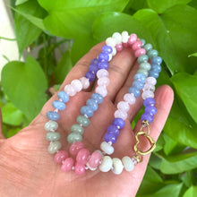 Load image into Gallery viewer, Aventurine, rose quartz and jade candy necklace
