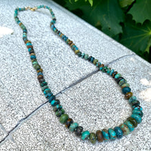 Load image into Gallery viewer, Hand Knotted and Graduated Genuine Turquoise Candy Necklace, Gold Filled Closure, 20&quot;Inches, December Birthstone
