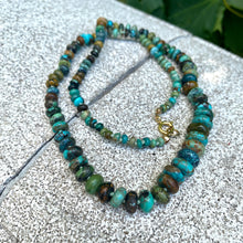 Cargar imagen en el visor de la galería, Hand Knotted and Graduated Genuine Turquoise Candy Necklace, Gold Filled Closure, 20&quot;Inches, December Birthstone
