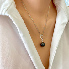 Load image into Gallery viewer, Tahitian Teardrop Pearl Pendant on Sterling Silver Box Chain, 18&quot;in, June Birthstone
