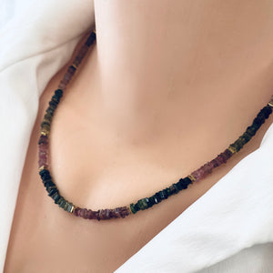 Tourmaline Necklace, Gold Filled  18"inches, October Birthstone