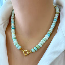 Lade das Bild in den Galerie-Viewer, Blue Peru Opal Candy Necklace, 20&quot; or 22.5&quot;inches, Gold Vermeil Plated Sterling Silver
