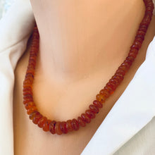 Load image into Gallery viewer, Hand Knotted Carnelian Candy Necklace, Sterling Silver Marine Closure, 18.5&quot;in
