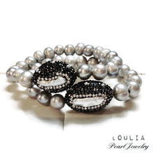 Load image into Gallery viewer, Silver pearl Stretch Bracelet,Stackable Bracelet,Boho Chic Bracelet, Freshwater Pearl Bracelet

