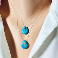 Solid Gold 18K Turquoise Cross Pendant