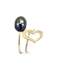 Cargar imagen en el visor de la galería, Solid Gold 18K Minimalist Heart Pearl Ring
