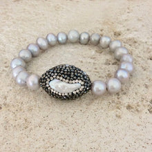 Cargar imagen en el visor de la galería, Silver pearl Stretch Bracelet,Stackable Bracelet,Boho Chic Bracelet, Freshwater Pearl Bracelet
