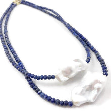 Cargar imagen en el visor de la galería, Princess Necklace Lapis Lazuli with Large Baroque Pearl
