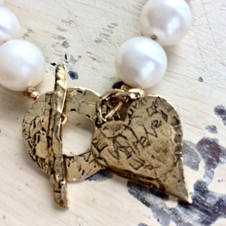 Large Pearls Love Charm Bracelet
