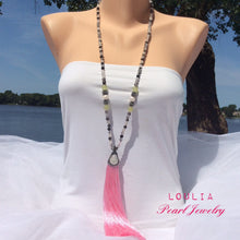 Cargar imagen en el visor de la galería, Rutilated Quartz Boho Style Tassel Necklace
