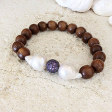Load image into Gallery viewer, Baroque Pearl Wood Bracelets Set at $85
